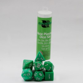 Zestaw 7 Różnych kostek (16mm) - zielone