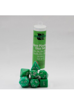 Zestaw 7 Różnych kostek (16mm) - zielone