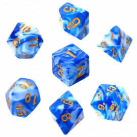Komplet kości REBEL RPG - Dwukolorowe - Niebiesko-białe