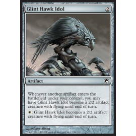 Glint Hawk Idol (Scars of Mirrodin) [EX] [SIGNED]