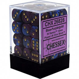 Zestaw kości Chessex Gemini 12mm K6 - Blue-Purple (36 sztuk)