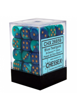 Zestaw kości Chessex Gemini 12mm K6 - Blue-Teal (36 sztuk)