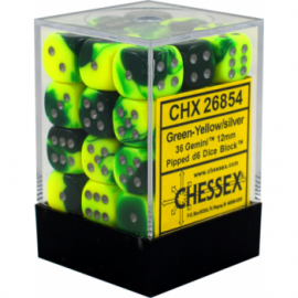 Zestaw kości Chessex Gemini 12mm K6 - Green-Yellow (36 sztuk)