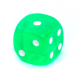 Kość Rebel K6 - kryształowa zielona (oczka)