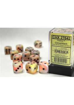 Zestaw kości Chessex 16mm K6 with pips Dice Blocks - Festive Circus (12 sztuk)