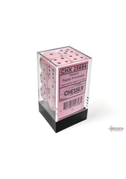 Zestaw kości Chessex Opaque Pastel Pink/black 16mm d6 Dice Block (12 dice)