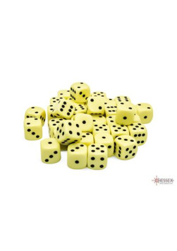 Zestaw kości Chessex Opaque Pastel Yellow/black 12mm d6 Dice Block (36 dice)