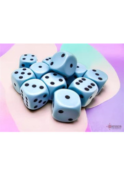 Zestaw kości Chessex Opaque Pastel Blue/black 16mm d6 Dice Block (12 dice)