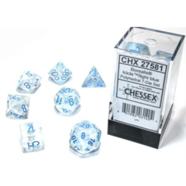 Zestaw kości Chessex Borealis Polyhedral Icicle/light blue Luminary 7-Die Set