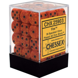 Zestaw kości Chessex Speckled 12mm d6 Dice Blocks with Pips (36 Dice) - Fire