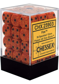 Zestaw kości Chessex Speckled 12mm d6 Dice Blocks with Pips (36 Dice) - Fire