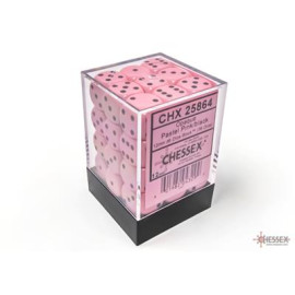 Zestaw kości Chessex Opaque Pastel Pink/black 12mm d6 Dice Block (36 dice)