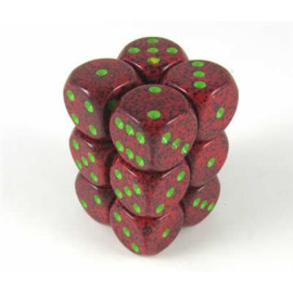 Zestaw kości Chessex Speckled 16mm d6 with pips Dice Blocks (12 Dice) - Strawberry