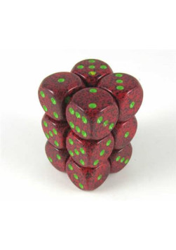 Zestaw kości Chessex Speckled 16mm d6 with pips Dice Blocks (12 Dice) - Strawberry