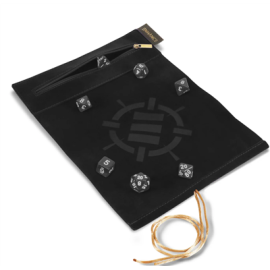 ENHANCE Roll on a Scroll™ Dice Rolling Mat & 7pc Acrylic Dice Set Black