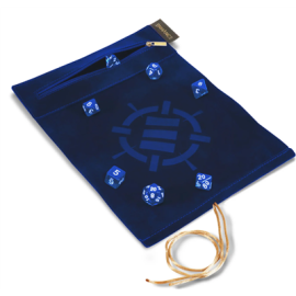 ENHANCE Roll on a Scroll™ Dice Rolling Mat & 7pc Acrylic Dice Set Blue