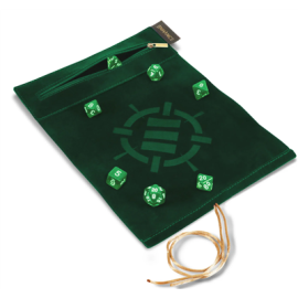 ENHANCE Roll on a Scroll™ Dice Rolling Mat & 7pc Acrylic Dice Set Green