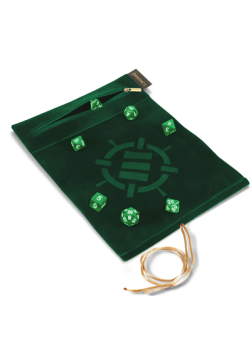 ENHANCE Roll on a Scroll™ Dice Rolling Mat & 7pc Acrylic Dice Set Green