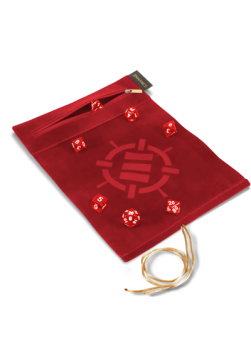 ENHANCE Roll on a Scroll™ Dice Rolling Mat & 7pc Acrylic Dice Set Red