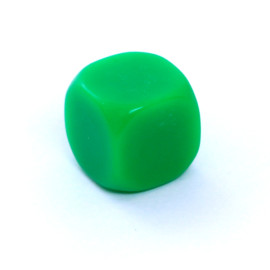 Kość Rebel matowa 6 Ścian - 16 mm - Bez symboli - Zielona