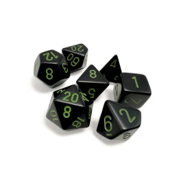 Zestaw kości RPG Opaque Black/green Polyhedral 7-Dice Set