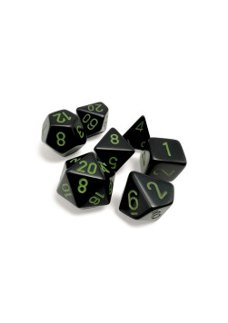Zestaw kości RPG Opaque Black/green Polyhedral 7-Dice Set