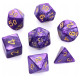Zestaw kości RPG - Perłowe - Fioletowe (złote cyfry)