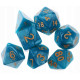 Zestaw kości RPG - Perłowe - Niebieskie (złote cyfry)