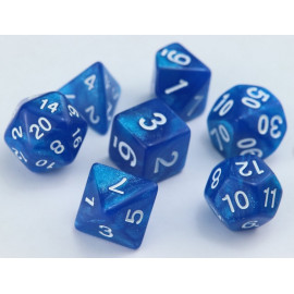 Zestaw kości RPG - Brokatowe - Ciemnoniebieskie