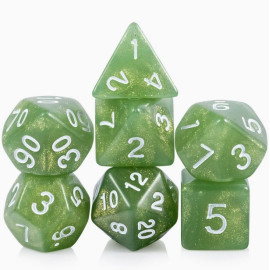 Zestaw kości RPG - Brokatowe - Zielone