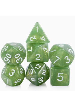 Zestaw kości RPG - Brokatowe - Zielone