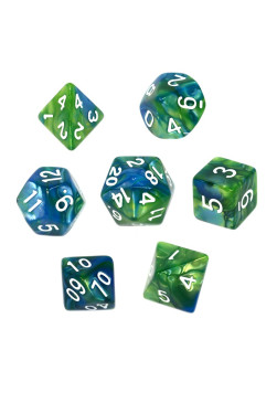 Zestaw kości RPG - Dwukolorowe - Niebiesko-zielone