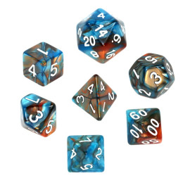Zestaw kości RPG - Dwukolorowe - Pomarańczowo-niebieskie