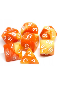 Zestaw kości RPG - Dwukolorowe - Żółto-pomarańczowe