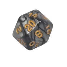 Kość K20 - stalowo-szara (złote cyfry)