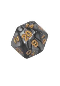 Kość K20 - stalowo-szara (złote cyfry)